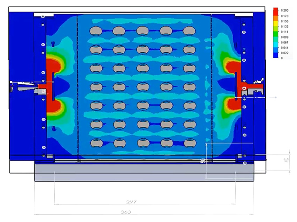 Gas flow fluid dynamics simulation view